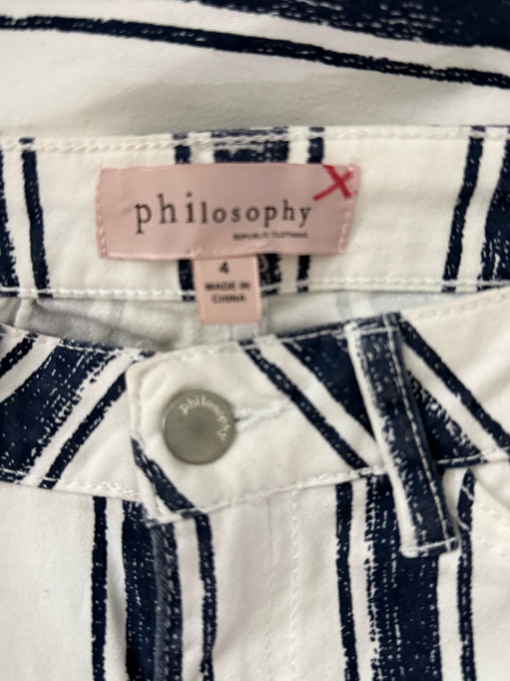Philosophy Navy and White Striped Jeans - Picture 3 of 3
